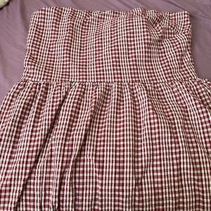 Red and White Gingham Floor Length Dress
